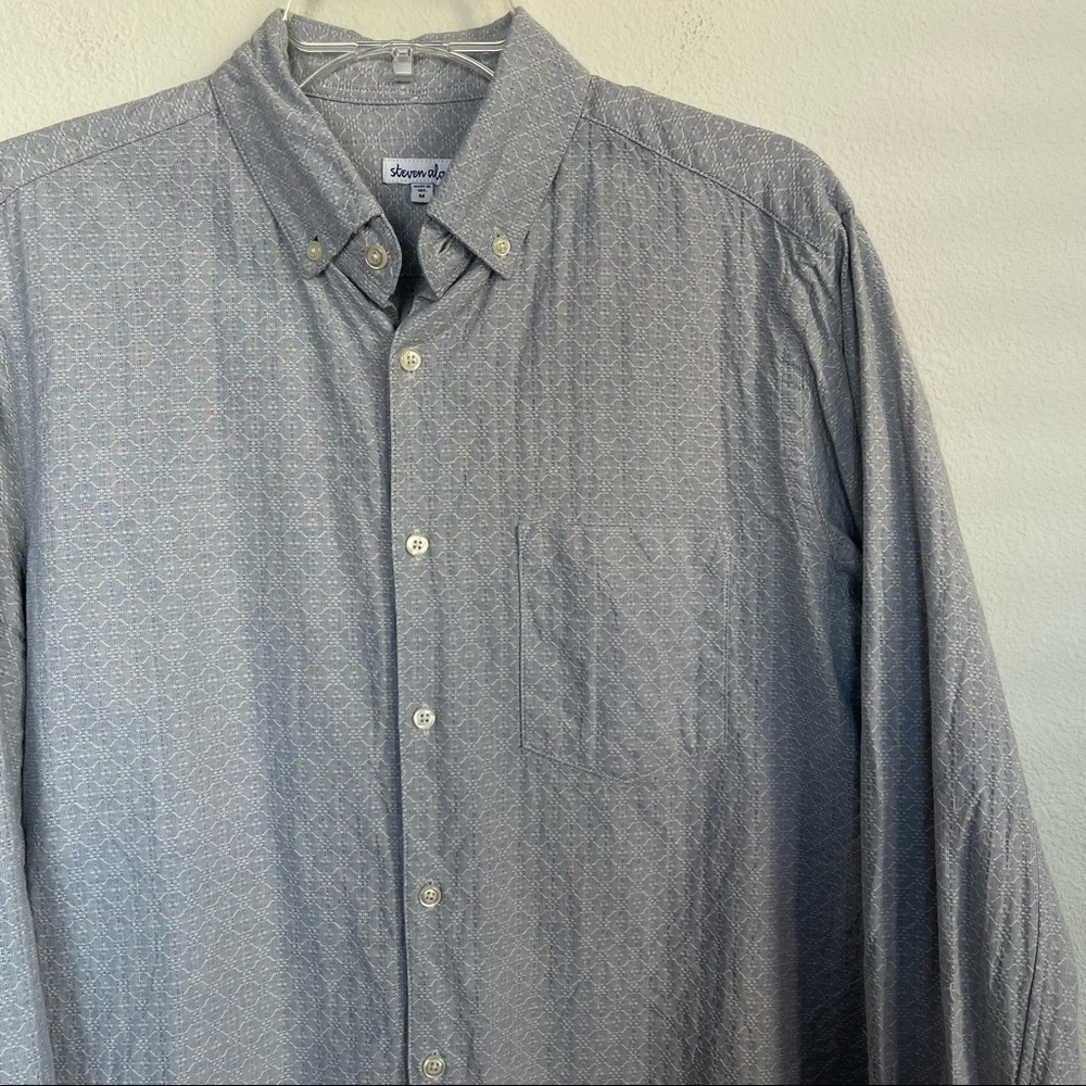 Steven Alan Embroidered Pattern Long Sleeve Button Down Shirt